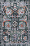 Aqua Green Flames Washable Non-slip Low Pile Area Rug 5'x7'