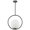Dainolite Adrienna 15.75\" 1 Light Pendant Matte Black Finish White Opal Glass Lamp