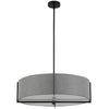 Dainolite Preston 4 Light Pendant 26\" Dia Matte Black Grey Shade Lamp