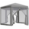 Outsunny Hexagon Party Tent, Patio Gazebo With Netting Mesh, Dark Grey