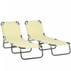 Outsunny Folding Outdoor Lounge Chair Set Of 2, Adjustable Backrest, Beige