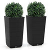 Costway 23\" Tall Planter Set Of 2 For Indoor/ Outdoor Use Large Self-watering Plant Pot Black