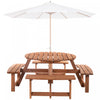 Outsunny Wooden Patio Dining Set, Outdoor Table And Benches Set, Brown