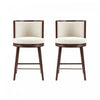 Evalyn Modern Wood Upholstered Counter Stool in Cream - Set of 2