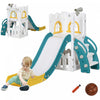 Qaba Toddler Slide, 4 In 1 Slide For Kids Aged 1-3 Years With Basketball Hoop, Climber, Telescope, Storage Basket, For Indoor Use, Yellow