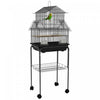 Pawhut 48\" Bird Cage For Finches, Canaries, Budgies, Indoor Parrot Cage With Perch, Swing, Food Container, Slide-out Tray, Handle, Stand, Bottom Shelf, Black