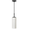 Dainolite Paza 1 Light Pendant Matte Black Finish White Glass Lamp