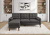 Upholstered Chaise Sofa Lounger, 85\" Wide, Grey Fabric, Walnut Solid Wood Legs, Modern Sofa