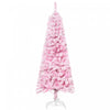 Homcom Snow Flocked Pencil Artificial Christmas Tree With Steel Base Pink
