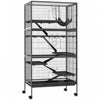 Pawhut 6-tier Rolling Small Animal Cage, Deluxe Rabbit Cage, Ferret Cage For Mink, Chinchilla, Kitten, Rabbit, Small Pet Play House With Hammock, Platform, Ramp, Charcoal Grey