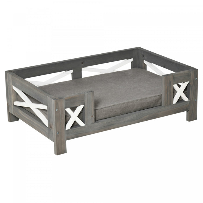 Pawhut Elevated Dog Bed, Pet Sofa Furniture Style, Modern Cat Couch, With Soft Cushion, Washable Cover, For Small Sized Dog, Grey