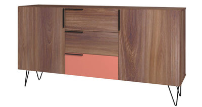 Manhattan Comfort Beekman 62.99” Sideboard with 4 Shelves - Brown & Pink|Desserte Beekman de Manhattan Comfort de 62,99 po avec 4 tablettes - brune et rose
