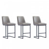 Serena Modern Metal Upholstered Counter Stool in Taupe - Set of 3 Bar Stool