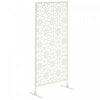 Outsunny Metal Outdoor Privacy Screen, Outdoor Divider with Stand, White