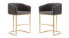 Louvre Mid-Century Modern Metal Upholstered Counter Stool in Gray - Set of 2