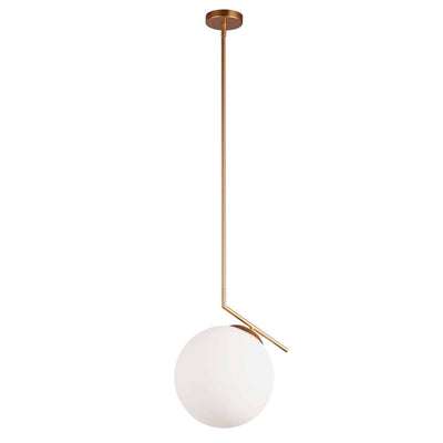 Dainolite Orion 1 Light Pendant Plated Gold Finish White Glass Lamp|Luminaire suspendu Orion de Dainolite en verre blanc, avec fini plaqué or et 1 ampoule
