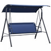 Outsunny 3-Seat Patio Swing Chair with Adjustable Canopy Dark Blue