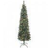 HOMCOM 7 ft Prelit Pencil Christmas Tree with Silver Glitter, Xmas Tree