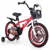 Costway 18\" Kid's Bike For 4-8 With Height-adjustable Handlebar & Saddle Handbrake Red