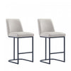 Serena Modern Metal Upholstered Counter Stool in Light Gray - Set of 2 Bar Stool