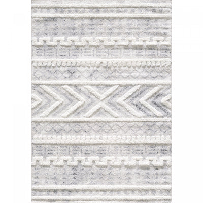 Lola Geo Moroccan Cream Shag Area Rug - 6'7" x 9'6"|Carpette à poil long Lola crème à motif marocain géométrique - 6 pi 7 po x 9 pi 6 po
