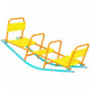 Qaba Teeter Totter, 2 in 1 Metal Rocking Seesaw with Back & Easy-Grip Handles for Aged 3-8, 2 Seater Playground Equipment for Backyard Indoor Outdoor, Yellow
