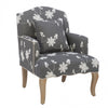 Kenna Embroidered Linen-Look Fabric Floral Accent Chair - Grey