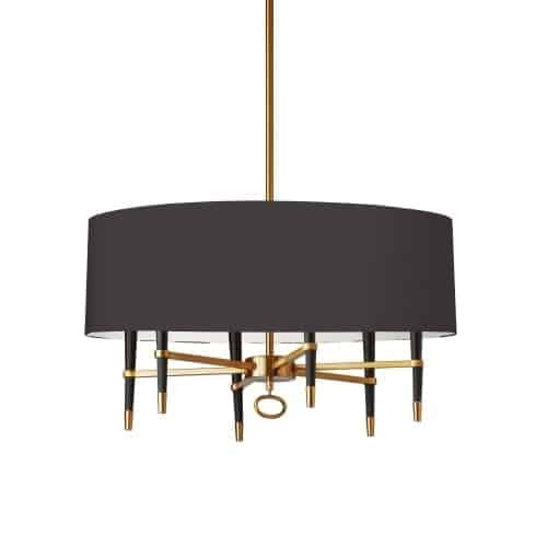 Dainolite Langford 6 Light Chandelier Vintage Bronze Black Shade