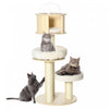 Pawhut 55\" Cat Tree, Wood Cat Tower For Indoor Cats With Scratching Post, Condo Bed, Natural