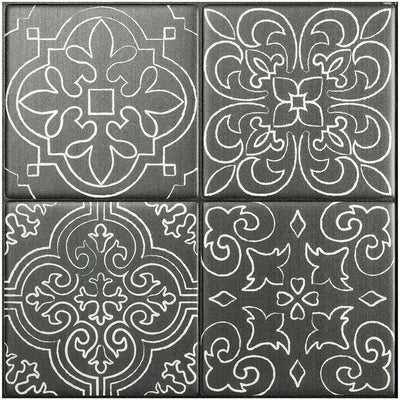 Smart Tiles Peel and Stick 4-Sheet 9 x 9 Backsplash - Vintage Vinci|Dosseret Smart Tiles peler et coller 9 x 9, 4 feuilles - Vintage Vinci