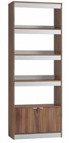 Manhattan Comfort Mid-Century Modern Ratzer Bookcase with 5 Shelves - Brown & White