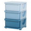 Qaba Kids Toy Storage Organizer With 3 Plastic Bins, 3 Tier Drawer Chest Utility For Kids Bedroom Nursery Kindergarten Living Room For Boys Girls Toddlers, Blue