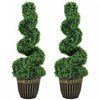HOMCOM Set of 2 Artificial Plants Topiary Spiral Boxwood Trees in Pot