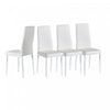 Ava Modern Diamond Grid Pattern Dining Chair Set (4-Pack) with Fireproof Leather and Metal Frame,White
