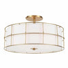 Dainolite Alcala 3 Light Semi-flush Mount Aged Brass Finish White Shade Lamp