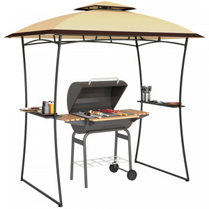 Outsunny 8' X 5' Grill Gazebo, Double Tiered Barbecue Gazebo, Beige