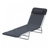 Outsunny Outdoor Lounge Chair, Folding Adjustable Reclining Chair, Black