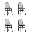 Paragon Industry Chic Cane Back Wood Upholstered Dining Chair in Black and Gray - Set of 4