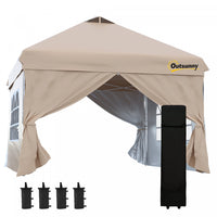 Outsunny 10' X 10' Pop Up Canopy Tent, Instant Sun Shelter, Tents For Parties, With Wheeled Carry Ba
