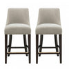 Beever Modern Chenille Wood Counter Stool in Taupe - Set of 2 Bar Stool