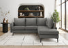 Upholstered Sofa Sectional, 86\" Wide, Grey Fabric, Black Metal Legs Sectional