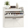 HOMCOM Narrow Shoe Cabinet 2 Flip Drawer Shoe Storage Cabinet, White Oak