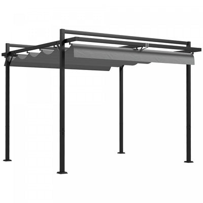 Outsunny 10' X 10' Retractable Pergola Canopy, Garden Gazebo Outdoor Shade Shelter For Grill, Patio,|Outsunny Auvent De Pergola Retractable 10' X 10', Abri D'ombrage Exterieur Pour Tonnelle De Jardin P