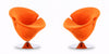Tulip Modern Velvet Swivel Lounge Chair in Orange - Set of 2