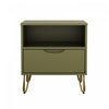 Rockefeller Mid-Century Modern 20\" Nightstand in Olive Green (1-Drawer)