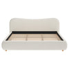 Camille Platform Bed with Curved Headboard and Luxurious Boucle Upholstery,King Size,White King Bed
