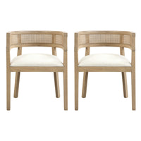 Lance Dining Chairs Set Of 2 With Rattan Back And U-shaped Seat - Natural Ash