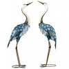 Outsunny 2 Pieces Crane Garden Statues Metal Yard Art Bird Sculptures, Blue