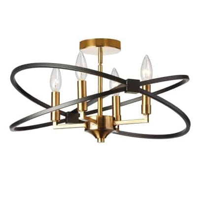 Dainolite Paloma 4 Light Semi-flush Mount Vintage Bronze Matte Black Finish Lamp|Plafonnier semi-affleuré Paloma de Dainolite avec fini bronze rétro et noir mat et 4 ampoules