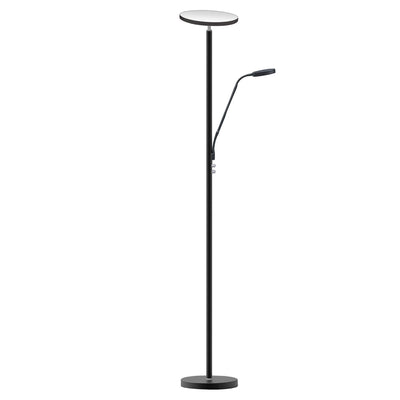 Dainolite Mother And Son LED Floor Lamp Sandy Black Finish|Lampe à pied Mother and Son de Dainolite avec fini noir sablé et ampoule à DEL